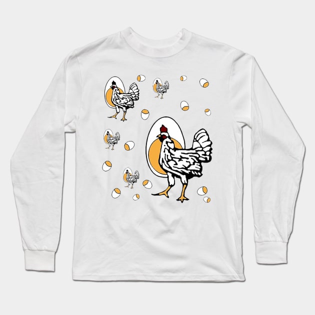 Funny Cackling TV Mom Chicken Egg Shirt Long Sleeve T-Shirt by charlescheshire